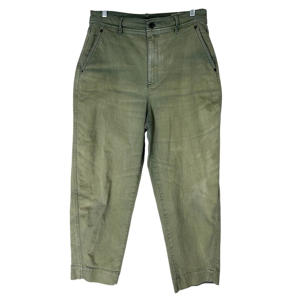 GAP Green Barrel Khaki High Rise Distressed Casual To Ankle Jeans Pants Size 10